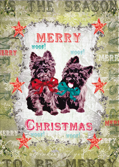 Merry Christmas Dogs Pack of 5 Greeting Cards