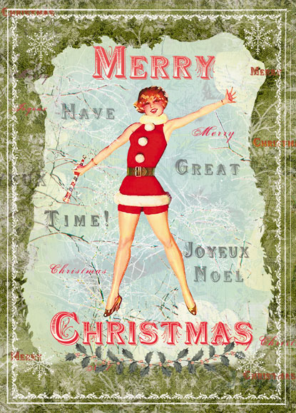 Merry Christmas Girl Pack of 5 Greeting Cards - Click Image to Close