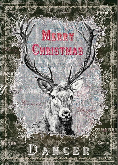 Merry Christmas Dancer Reindeer Pack of 5 Greeting Cards