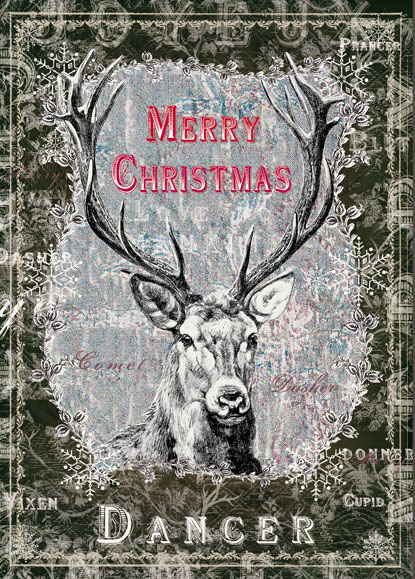 Merry Christmas Dancer Reindeer Pack of 5 Greeting Cards - Click Image to Close