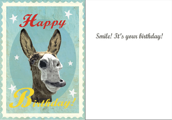 Happy Birthday Donkey Greeting Card by Max Hernn - Click Image to Close