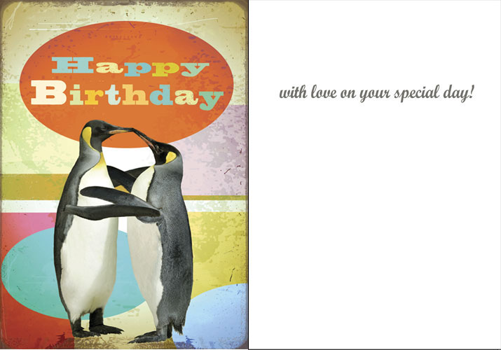 Happy Birthday Penguins Greeting Card by Max Hernn