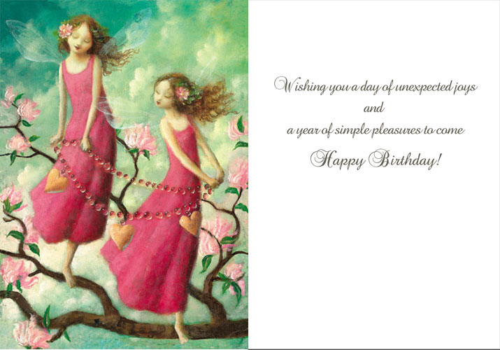 Happy Birthday Pink Fairies Greeting Card by Stephen Mackey