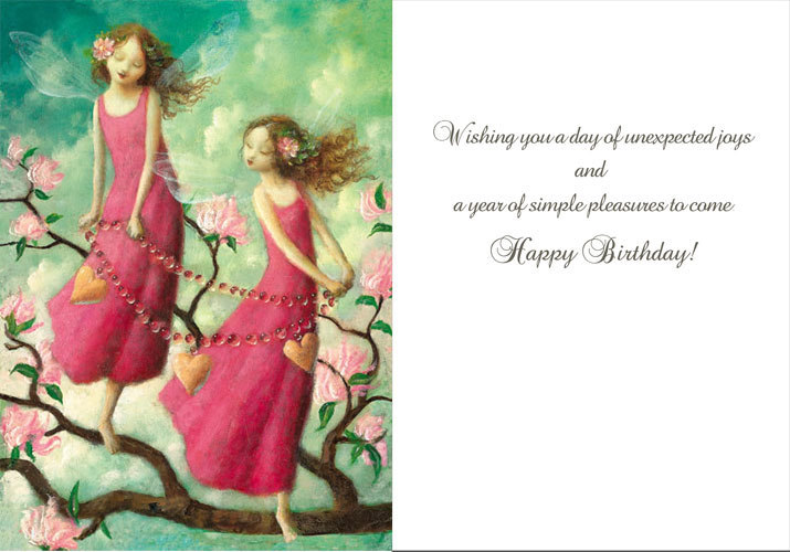 Happy Birthday Pink Fairies Greeting Card by Stephen Mackey - Click Image to Close