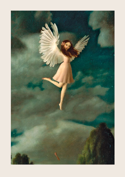 A Girl with Wings Loses Her Shoe Greeting Card by Stephen Mackey