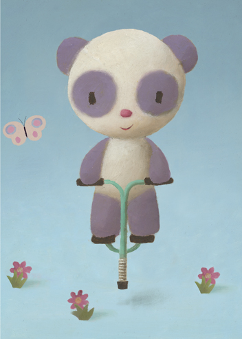 Pogo Panda Greeting Card by Stephen Mackey - Click Image to Close