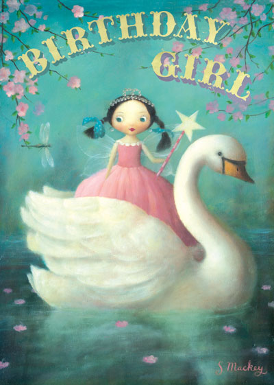 Birthday Girl Swan Greeting Card by Stephen Mackey - Click Image to Close