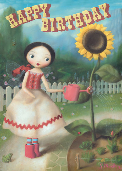 Happy Birthday Sunflower Greeting Card by Stephen Mackey - Click Image to Close