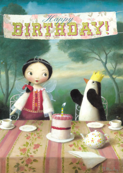 Happy Birthday Penguin Greeting Card by Stephen Mackey - Click Image to Close