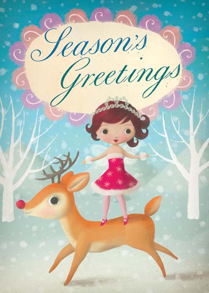 Fairy and Rudolph Christmas Greeting Card by Stephen Mackey - Click Image to Close