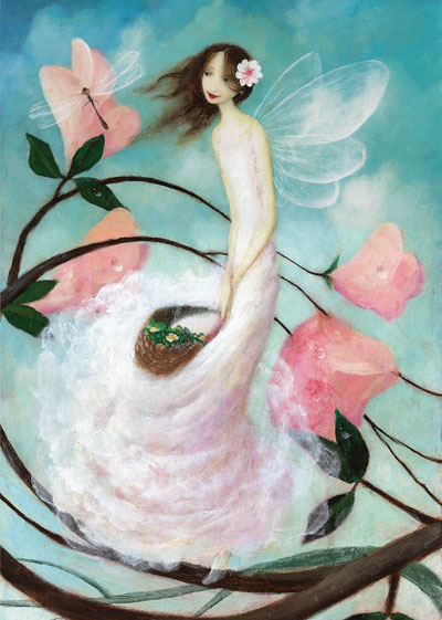 PO103 - White Flower Fairy Greeting Card by Stephen Mackey PO103 - White Flower Fairy Greeting Card by Stephen Mackey