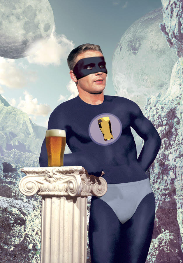 P131 - Superhero with Pint Postcard P131 - Superhero with Pint Postcard