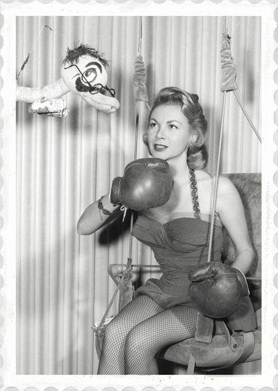 BW23 - Boxing Glove Girl Black & White Greeting Card