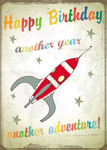 DH21 - Happy Birthday - Rocket Greeting Card by Max Hernn