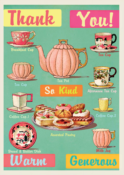 LG11 - Thank You - Time for Tea Greetings card by Max Hernn