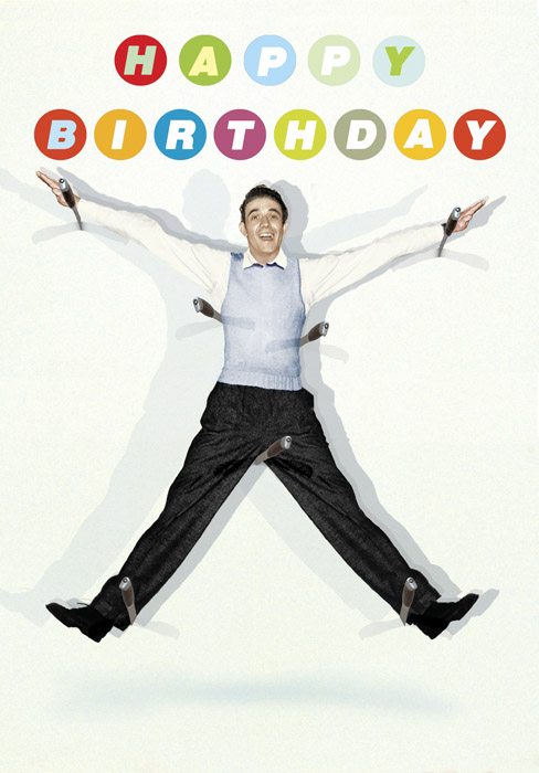 Happy Birthday Knife Thrower Individual Postcard by Max Hernn Happy Birthday Knife Thrower Individual Postcard by Max Hernn