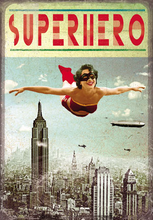 Superhero Girl Postcard by Max Hernn