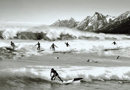 Black and White Surfers Postcard by Max Hernn Black and White Surfers Postcard by Max Hernn