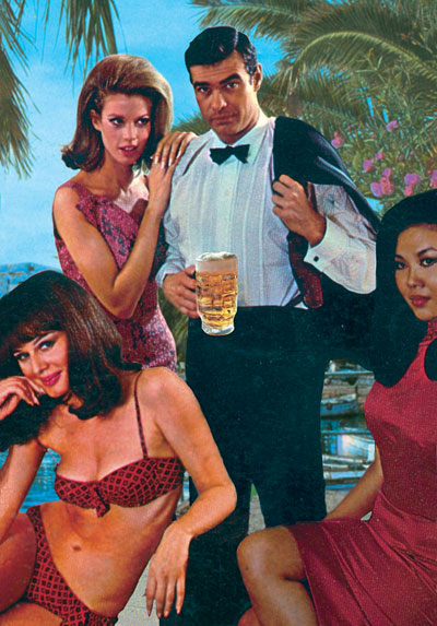 Sexy Spy With Beer Postcard by Max Hernn Sexy Spy With Beer Postcard by Max Hernn