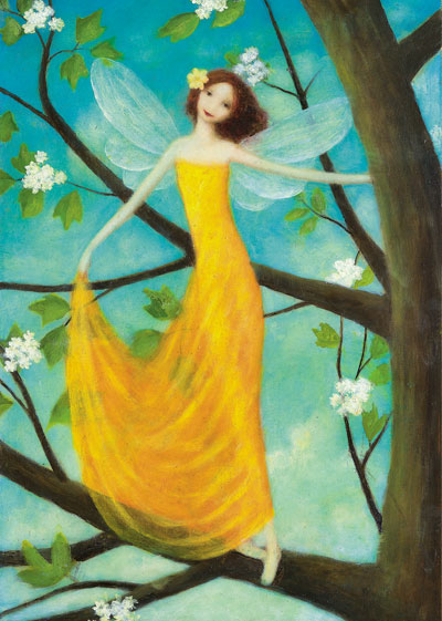 PO102 - Orange Dress Fairy Greeting Card by Stephen Mackey PO102 - Orange Dress Fairy Greeting Card by Stephen Mackey