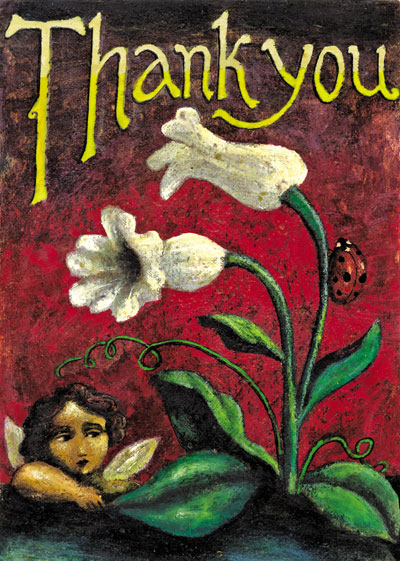 PO127 - Thank You - Cherub/Flowers Card by Stephen Mackey PO127 - Thank You - Cherub/Flowers Card by Stephen Mackey