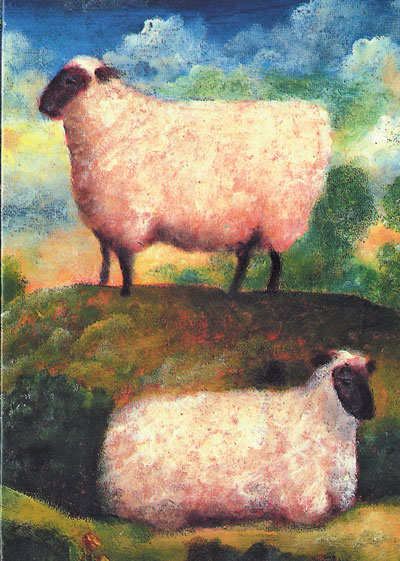 PO130 - Two Sheep Greeting card by Stephen Mackey