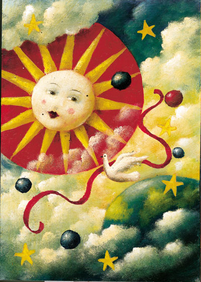 PO146 - Celestial Sun & Dove Greeting Card by Stephen Mackey PO146 - Celestial Sun & Dove Greeting Card by Stephen Mackey