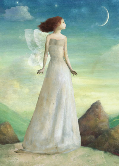 PO149 - White Butterfly Fairy Greeting Card by Stephen Mackey PO149 - White Butterfly Fairy Greeting Card by Stephen Mackey