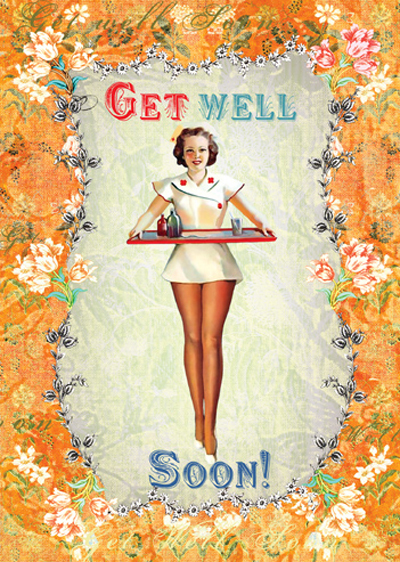 TRES011 - Get Well Soon - Nurse Greeting Card by Mimi