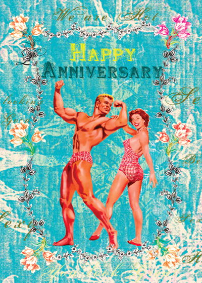 TRES004 - Happy Anniversary - Strongman Greeting Card by Mimi