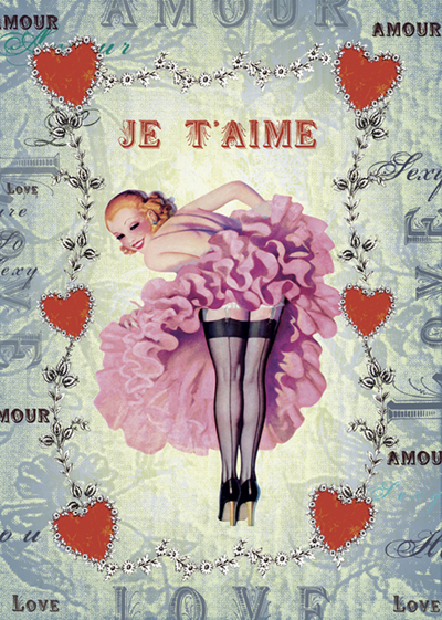 TRES017 - Je T'aime - Cancan Dancer Greeting Card by Mimi