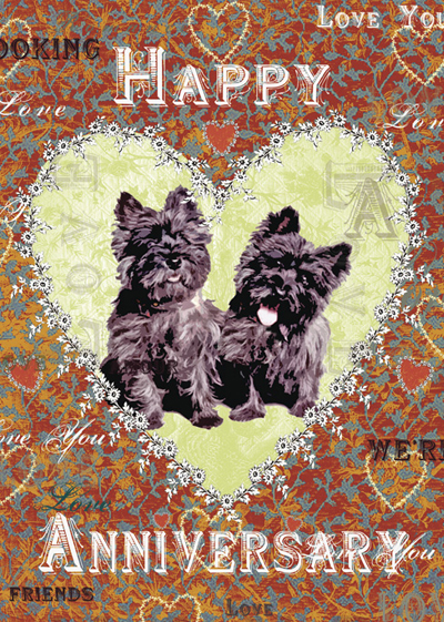 TRES026 - Happy Anniversary - Terriers Greeting Card by Mimi