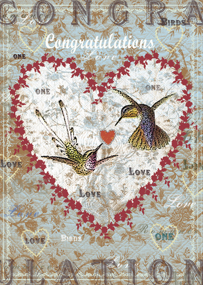 TRES028 - Congratulations - Hummingbird Heart Card by Mimi