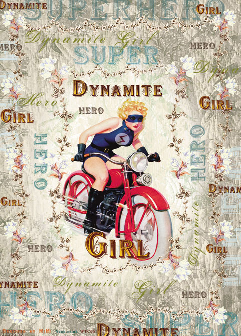 Dynamite Girl Sheets of Poster Gift Wrap Paper by Mimi - Click Image to Close