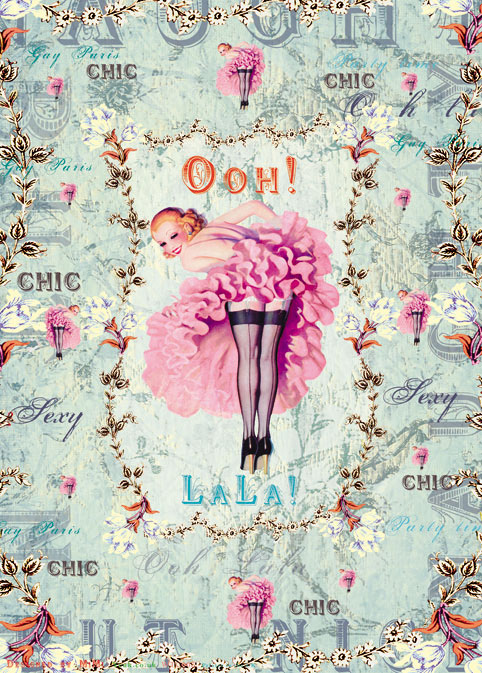 Can Can Dancer Sheets of Poster Gift Wrap Paper by Mimi - Click Image to Close