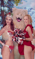 Girls with Bear Christmas Greeting Card by Max Hernn