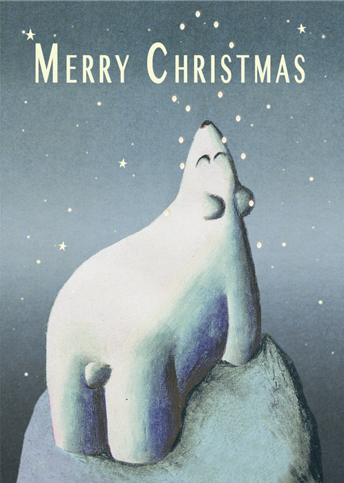 Polar Bear - Single Christmas Greeting Card by Max Hernn