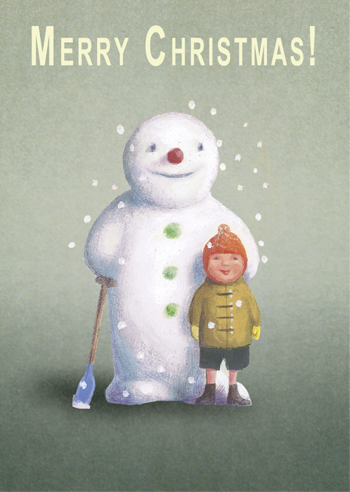 Smiling Snowman - Single Christmas Greeting Card by Max Hernn