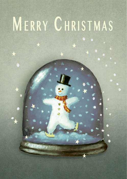 Snowman Snow Globe Single Christmas Card by Max Hernn Snowman Snow Globe Single Christmas Card by Max Hernn