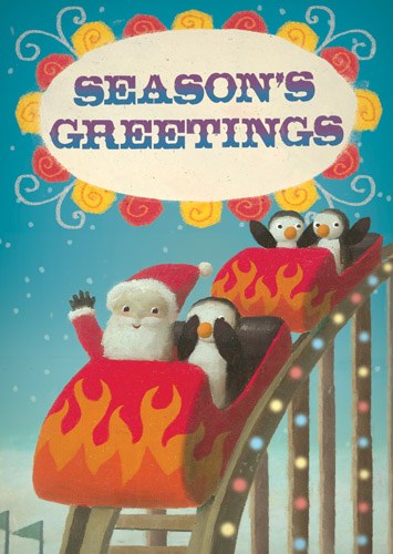 Rollercoaster Pack of 5 Christmas Cards by Stephen Mackey - Click Image to Close