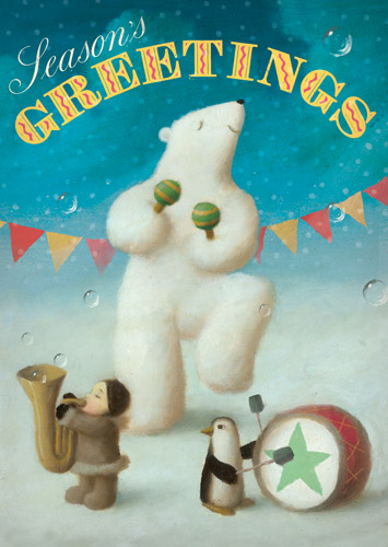 Polar Bear Pack of 5 Christmas Greeting Cards by Stephen Mackey