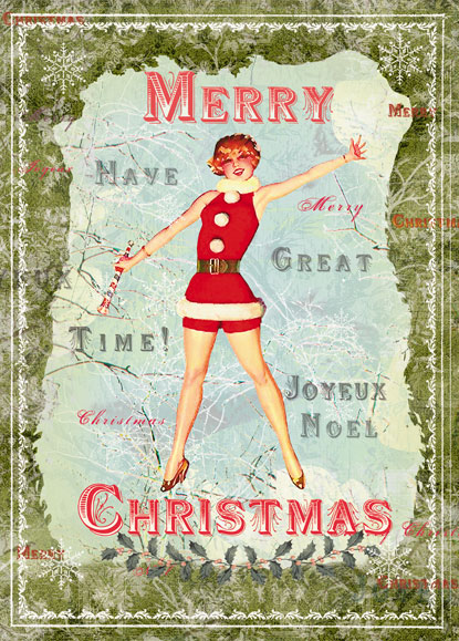 Xmas Girl Pack of 5 Christmas Greeting Cards by Mimi - Click Image to Close