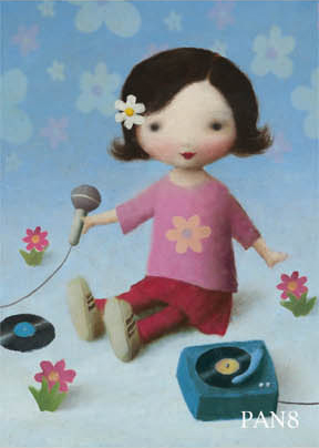 Girl With Music Box Greeting Card by Stephen Mackey
