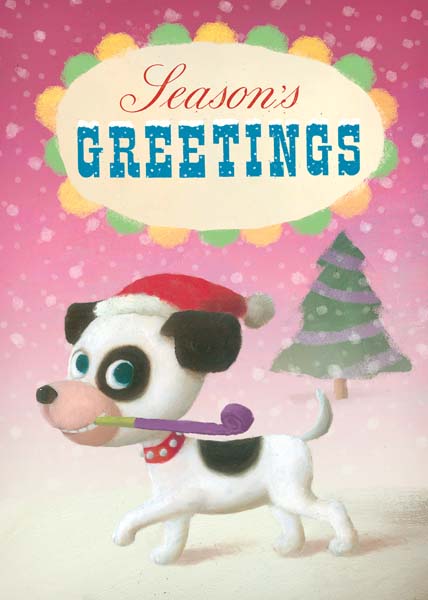 Party Dog Christmas Greeting Card by Stephen Mackey