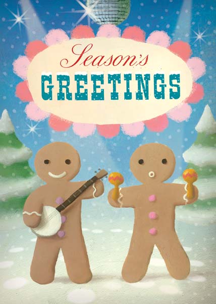 Gingerbread Men Christmas Greeting Card by Stephen Mackey - Click Image to Close